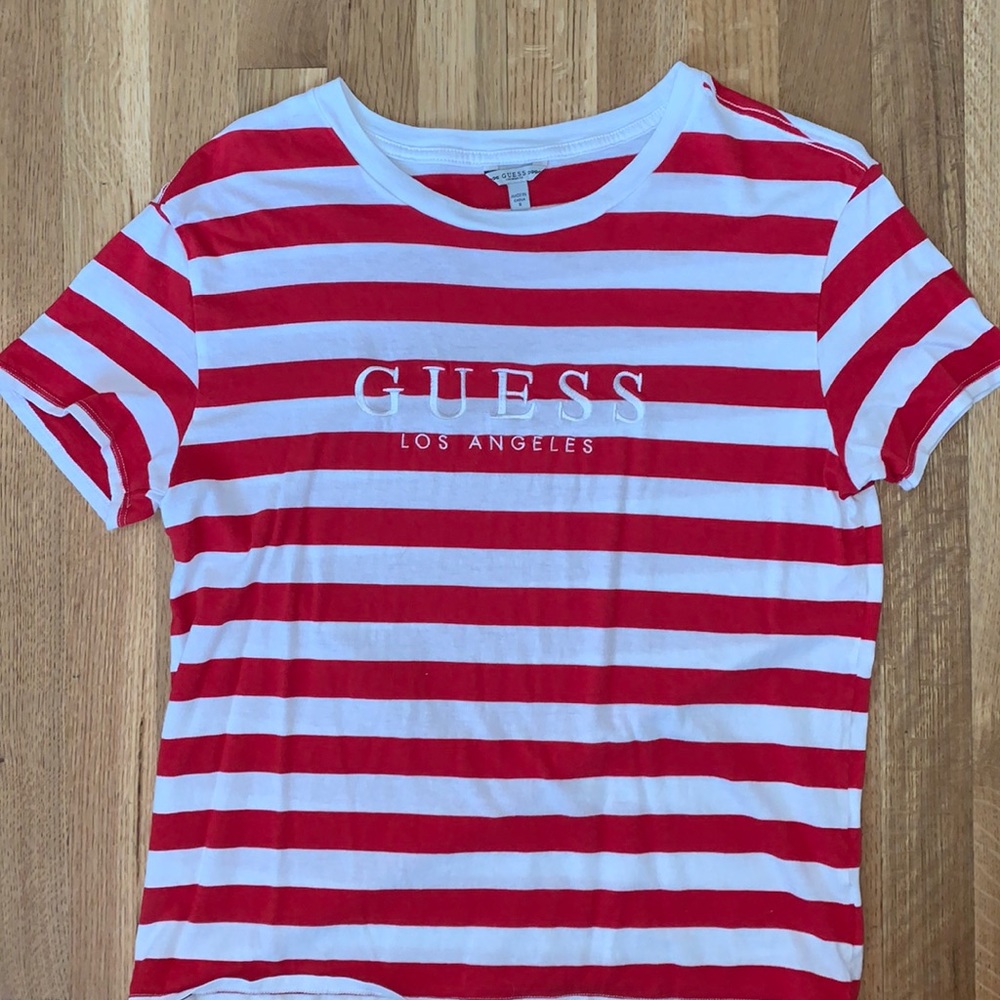 Women’s Red and White Guess Shirt